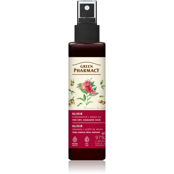 Green Pharmacy Green Pharmacy Argan Oil & Pomegranate Elixir еликсир без отмиване за увредена и крехка коса 150 мл.