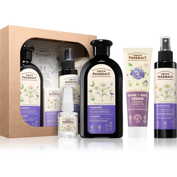 Green Pharmacy Green Pharmacy Chamomile & Flaxseed oil Set подаръчен комплект за боядисана коса