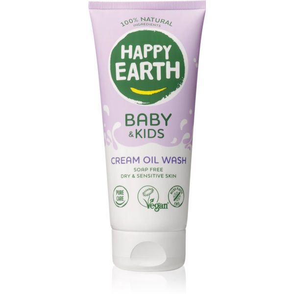 Happy Earth Happy Earth 100% Natural Cream Oil Wash for Baby & Kids почистващо олио за суха и чувствителна кожа 200 мл.