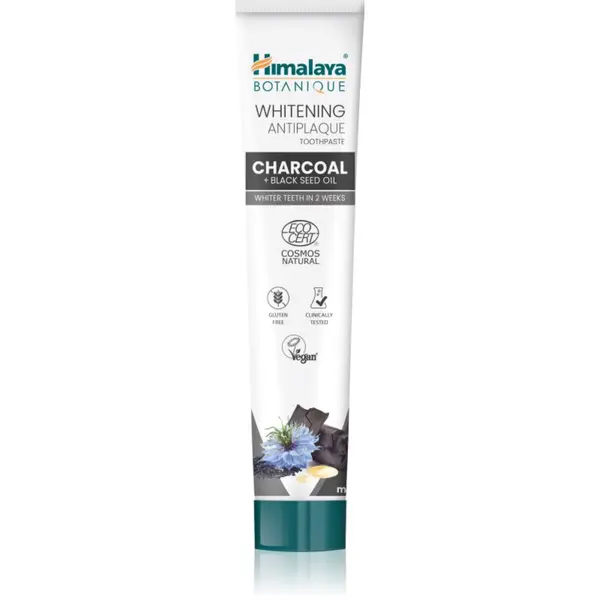 Himalaya Herbals Himalaya Herbals Whitening Antiplaque Charcoal + Black Seed Oil избелваща паста за зъби с активен въглен 75 мл.