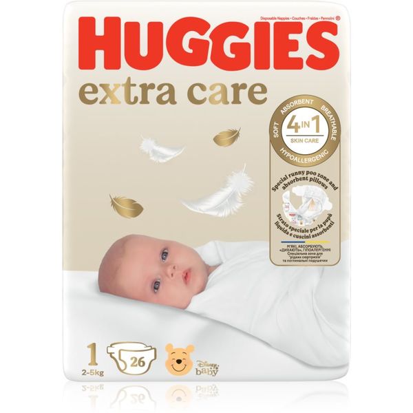 Huggies Huggies Extra Care Size 1 еднократни пелени 2-5 kg 26 бр.