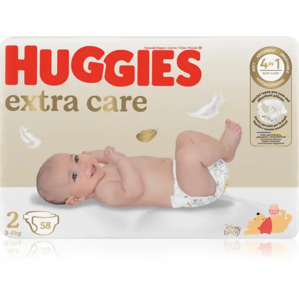 Huggies Huggies Extra Care Size 2 еднократни пелени 3-6 kg 58 бр.