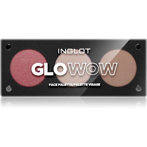 Inglot Inglot Face Palette хайлайтър, бронзър и руж цвят GLOWOW 7 гр.