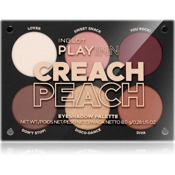 Inglot Inglot PlayInn Eyeshadow Palette палитра сенки за очи цвят Creach Peach 8 гр.