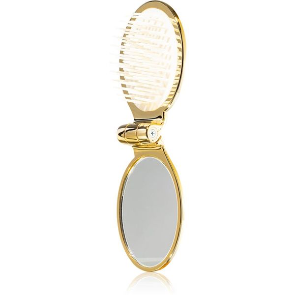 Janeke Janeke Gold Line Golden Folding Hair-Brush with Mirror гребен за коса с малко огледало 9,5 x 5,5 x 3,5 cm