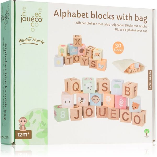 Jouéco Jouéco The Wildies Family Alphabet Blocks with Bag кубчета от дърво 12 m+ 30 бр.