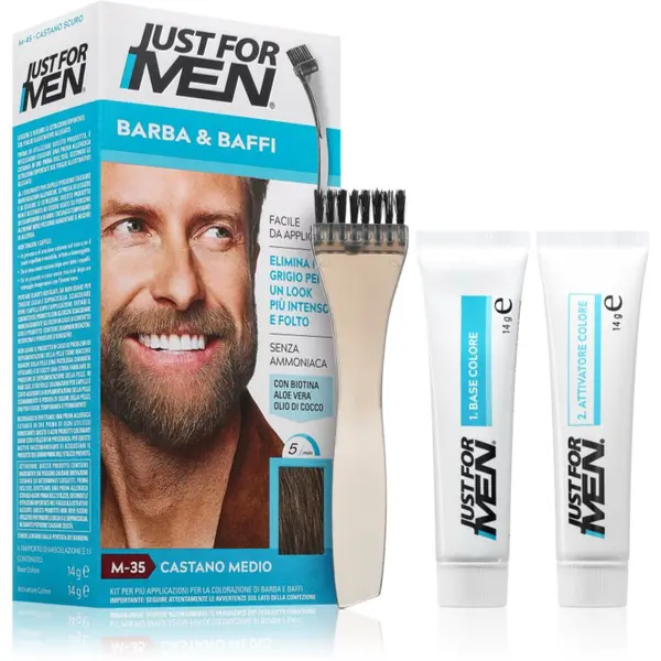Just for Men Just for Men Men Moustache & Beard боя за брада за прикриване на побелелите участъци цвят M-35 Mid Grey 1 бр.
