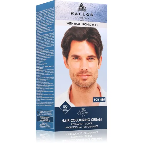 Kallos Kallos Glow Lasting Cream Colour перманентната боя за коса за мъже цвят Light Brown 60 мл.