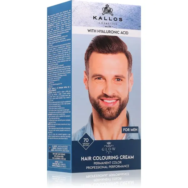 Kallos Kallos Glow Lasting Cream Colour перманентната боя за коса за мъже цвят Medium Blond 60 мл.