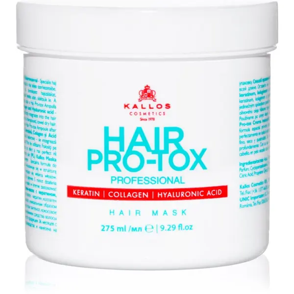 Kallos Kallos Hair Pro-Tox маска за слаба и увредена коса с кокосово масло, хиалуронова киселина и колаген 275 мл.