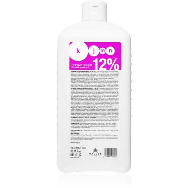 Kallos Kallos KJMN Professional Hydrogen Peroxide активираща емулсия 12 % 40 vol. за професионална употреба 1000 мл.