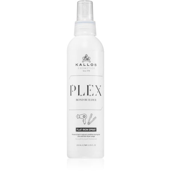 Kallos Kallos Plex Flat Iron Spray термозащитен спрей за оформяне с преса и маша за увредена и химически третирана коса 200 мл.