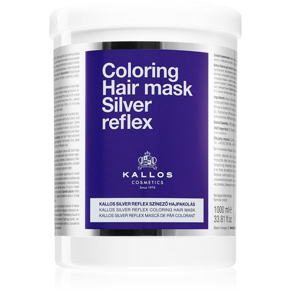 Kallos Kallos Silver Reflex маска за коса неутрализиращ жълтеникавите оттенъци 1000 мл.