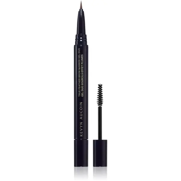 Kevyn Aucoin Kevyn Aucoin True Feather Brow Marker Gel Duo маркер за вежди с четка цвят Warm Brunette 0,4 мл.