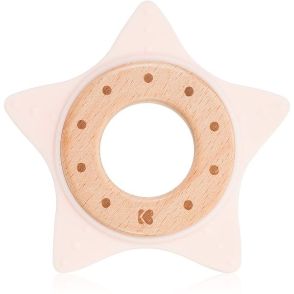 Kikkaboo Kikkaboo Silicone and Wood Teether Star гризалка Pink 1 бр.