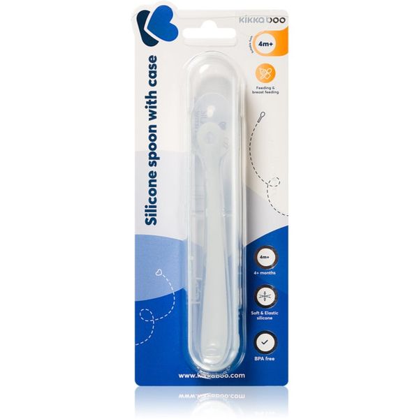 Kikkaboo Kikkaboo Silicone Spoon in a Case лъжичка с калъфка 4 m+ Blue 1 бр.