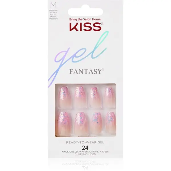 KISS KISS Gel Fantasy Ready to Wear Gel Изкуствени нокти Winter Sparks 24 бр.
