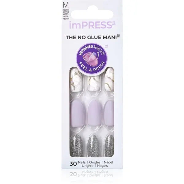 KISS KISS imPRESS The No Glue Mani Medium Изкуствени нокти самозалепващ се Climb Up 30 бр.