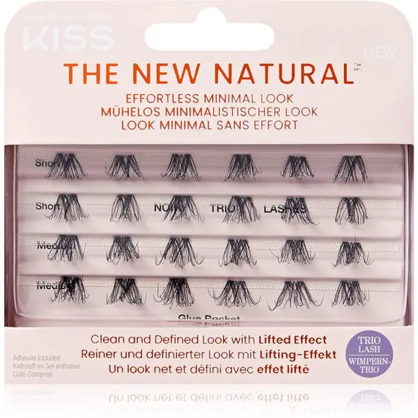 KISS KISS The New Natural Effortless Minimal Look лепящи снопчета мигли без възли Trio 02 24 бр.