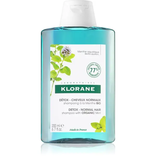 Klorane Klorane Organic Mint почистващ детоксикиращ шампоан за нормална коса 200 мл.