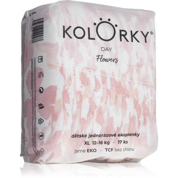 Kolorky Kolorky Day Flowers еднократни ЕКО пелени размер XL 12-16 Kg 17 бр.