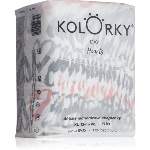 Kolorky Kolorky Day Hearts еднократни ЕКО пелени размер XL 12-16 Kg 17 бр.