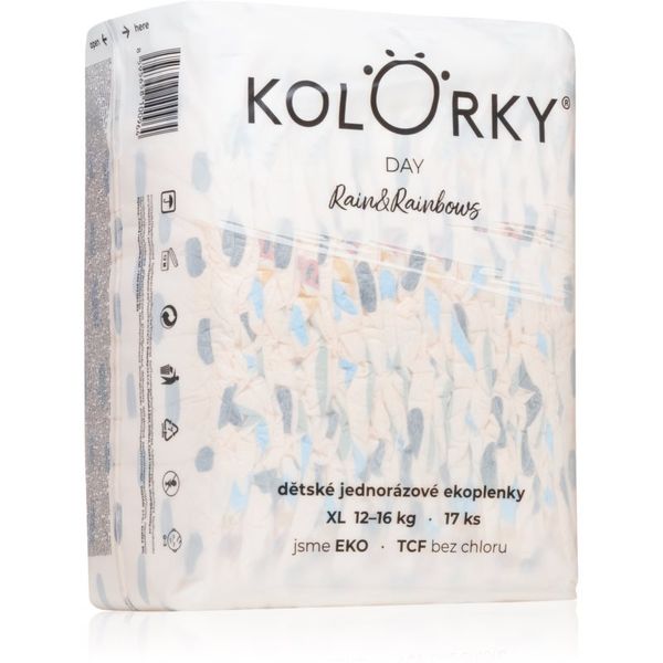 Kolorky Kolorky Day Rain&Rainbow еднократни ЕКО пелени размер XL 12-16 Kg 17 бр.