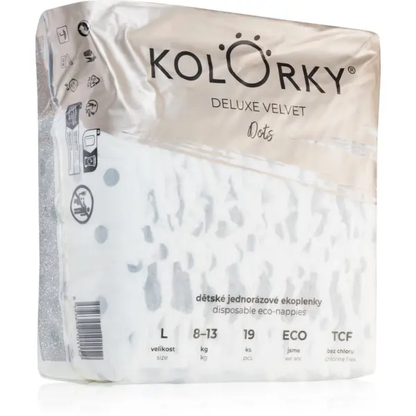 Kolorky Kolorky Deluxe Velvet Dots еднократни ЕКО пелени размер L 8-13 kg 19 бр.