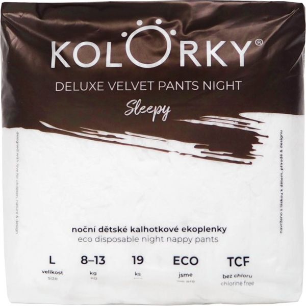 Kolorky Kolorky Deluxe Velvet Pants Night Sleepy еднократни пелени гащички за нощ L 8-13 kg 19 бр.