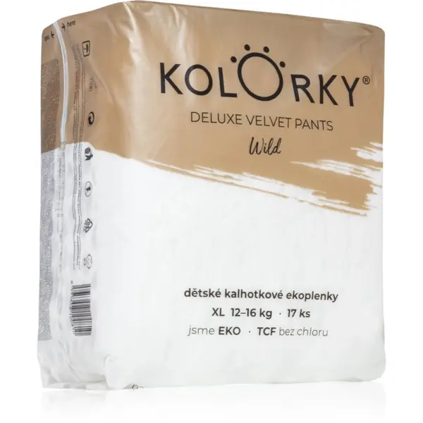Kolorky Kolorky Deluxe Velvet Pants Wild еднократни пелени гащички размер XL 12-16 Kg 17 бр.