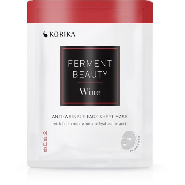 KORIKA KORIKA FermentBeauty Anti-wrinkle Face Sheet Mask with Fermented Wine and Hyaluronic Acid платнена маска против бръчки с ферментирало вино и хиалуроно
