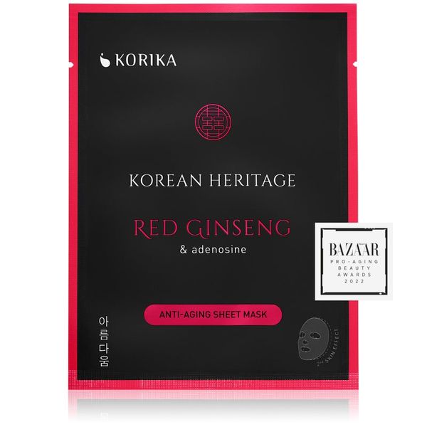 KORIKA KORIKA Korean Heritage Red Ginseng & Adenosine Anti-aging Sheet Mask платнена маска против бръчки Red Ginseng