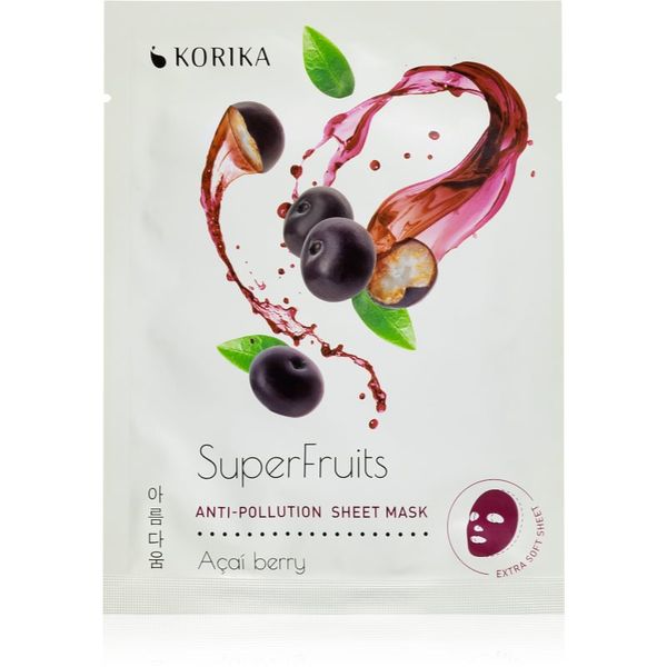 KORIKA KORIKA SuperFruits Acai Berry - Anti-pollution Sheet Mask платнена маска с детокс ефект Acai berry 25 гр.