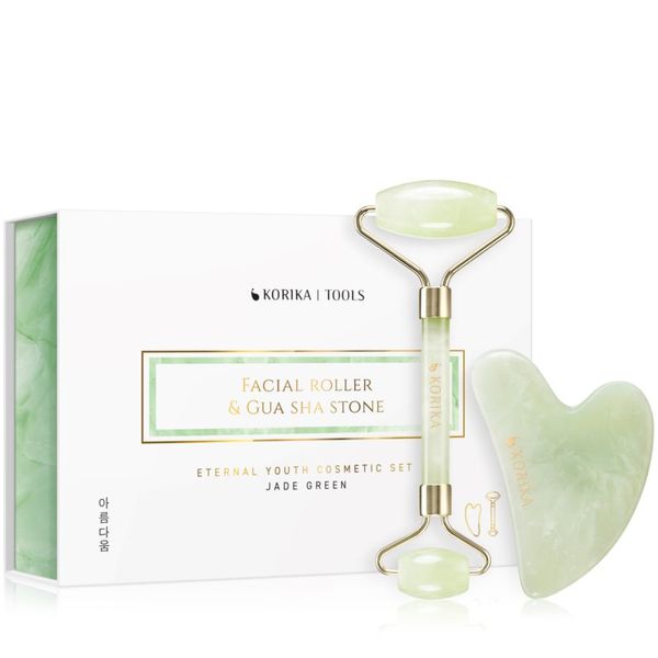 KORIKA KORIKA Tools Face Roller & Gua Sha масажно валяче за лице и масажно приспособление Jade Green