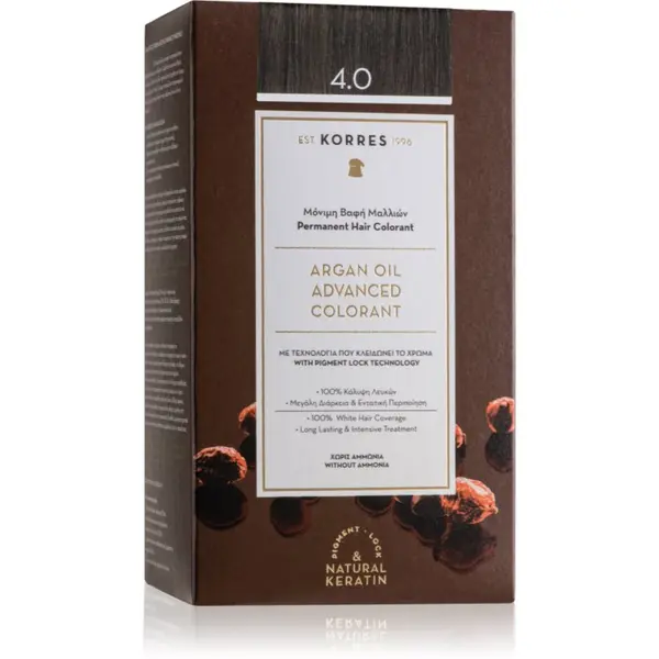 Korres Korres Argan Oil перманентната боя за коса с арганово масло цвят 4.0 Brown 50 мл.