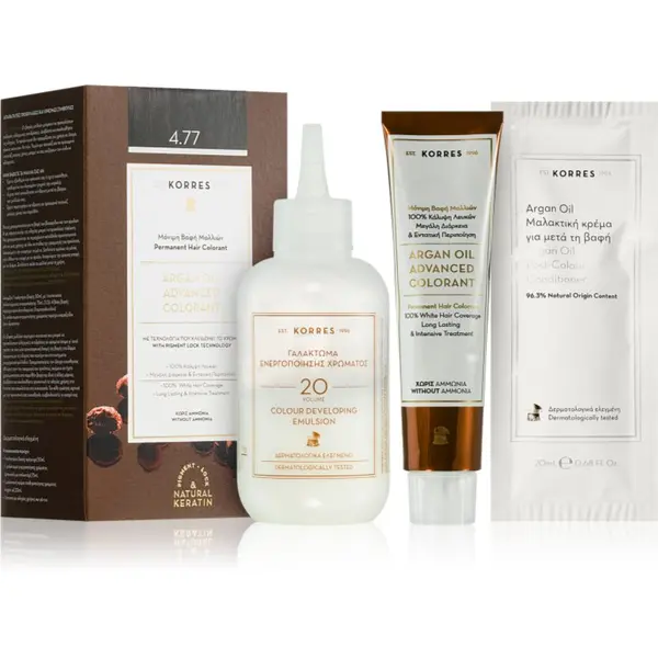 Korres Korres Argan Oil перманентната боя за коса с арганово масло цвят 4.77 Dark Choco 50 мл.