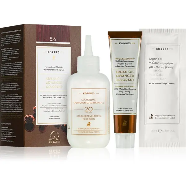 Korres Korres Argan Oil перманентната боя за коса с арганово масло цвят 5.6 Red Light Brown 50 мл.