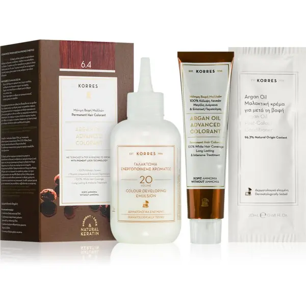 Korres Korres Argan Oil перманентната боя за коса с арганово масло цвят 6.4 Copper Dark Blonde 50 мл.