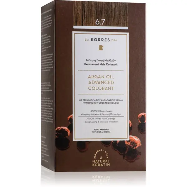 Korres Korres Argan Oil перманентната боя за коса с арганово масло цвят 6.7 Cocoa 50 мл.