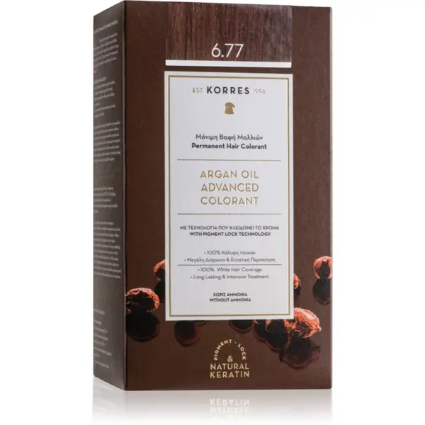 Korres Korres Argan Oil перманентната боя за коса с арганово масло цвят 6.77 Gianduja 50 мл.