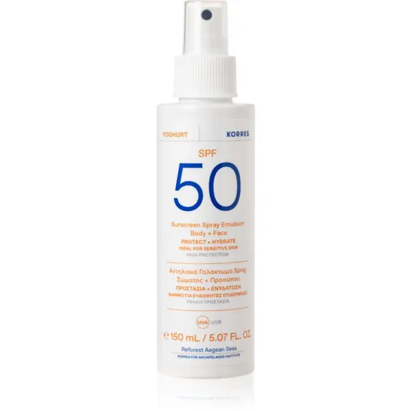 Korres Korres Yoghurt Sunscreen мляко за загар в спрей за лице и тяло SPF 50+ 150 мл.