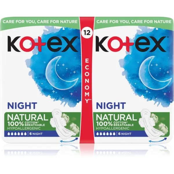Kotex Kotex Natural Night санитарни кърпи 12 бр.