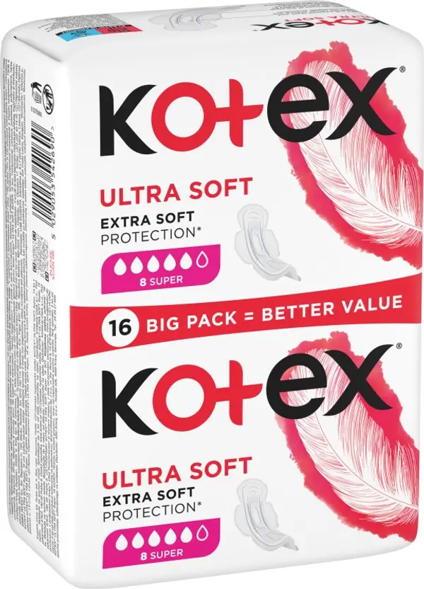 Kotex Kotex Ultra Soft Super санитарни кърпи 16 бр.