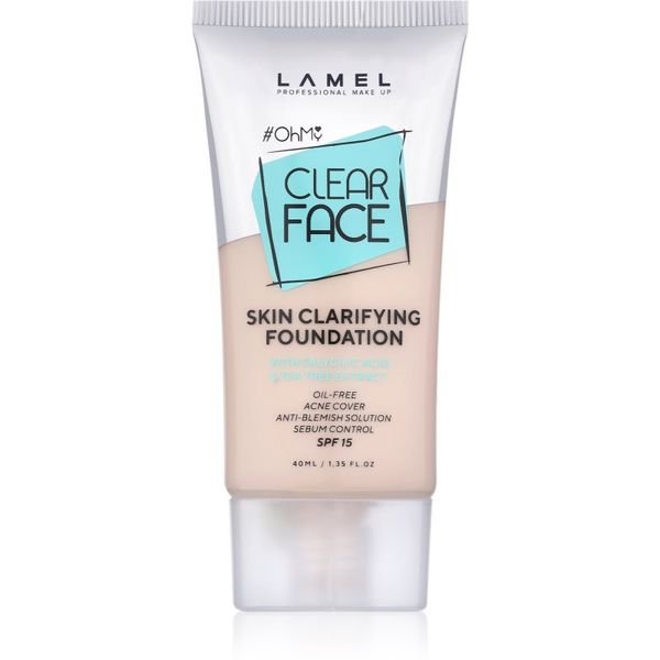 LAMEL LAMEL OhMy Clear Face високо покривен фон дьо тен за проблемна и мазна кожа цвят 401 40 мл.
