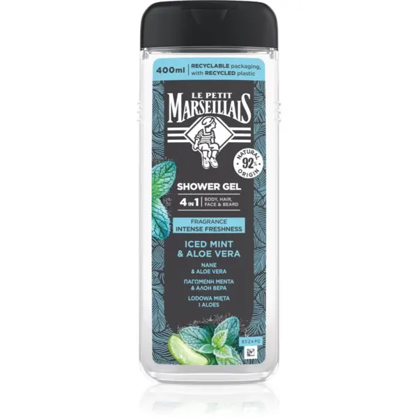 Le Petit Marseillais Le Petit Marseillais Iced Mint & Aloe Vera душ гел 4 в 1 за мъже 400 мл.