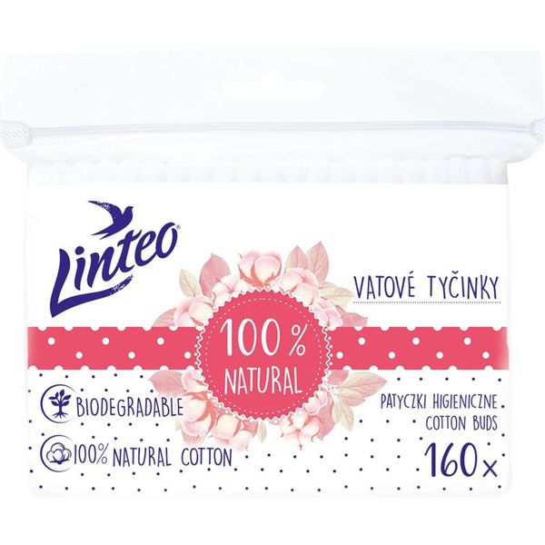 Linteo Linteo Natural Cotton Buds клечки за уши в пликче 160 бр.