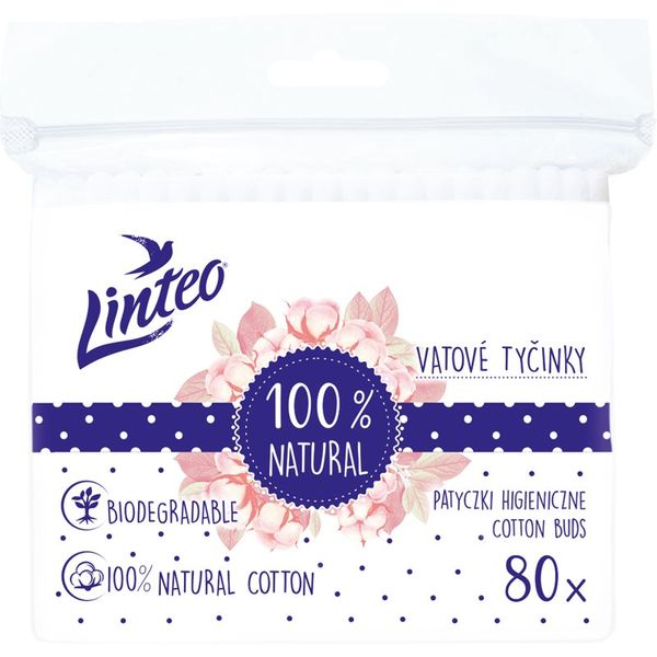 Linteo Linteo Natural Cotton Buds клечки за уши в пликче 80 бр.