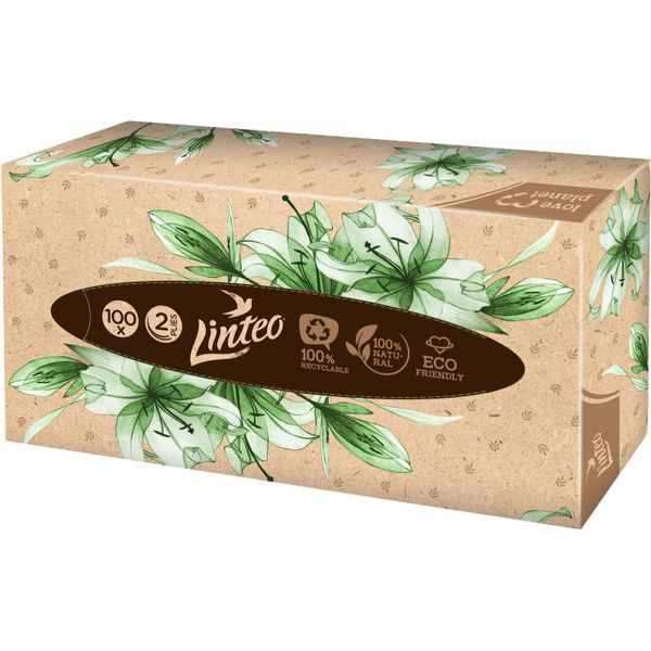 Linteo Linteo Paper Tissues Two-ply Paper, 100 pcs per box хартиени кърпички 100 бр.