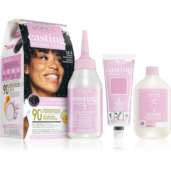 L’Oréal Paris L’Oréal Paris Casting Creme Natural Gloss полу-перманента боя за коса цвят 123 BLACK GANACHE