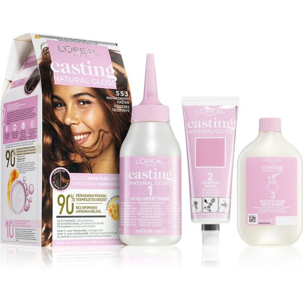 L’Oréal Paris L’Oréal Paris Casting Creme Natural Gloss полу-перманента боя за коса цвят 553 Spiced Auburn